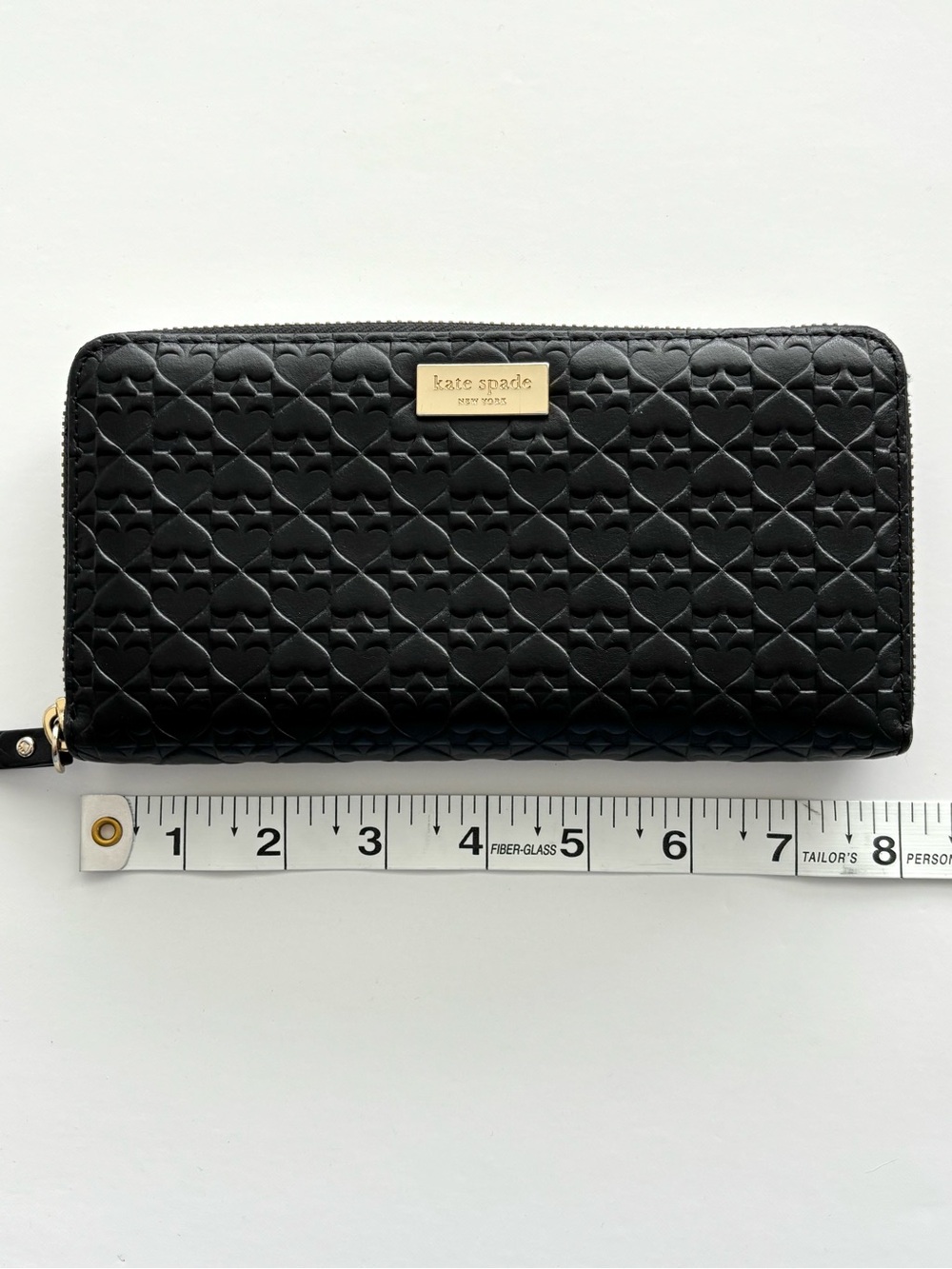 kate spade Black Spade Genuine Leather Wallet with Gold Plaque